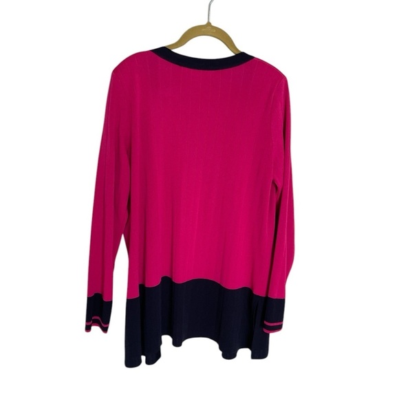 Exclusively Misook Dark Pink Navy Cardigan Small - Picture 4 of 6